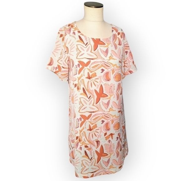 Entro Shift Dress Abstract print pastel earth tone neutrals Size Small - Picture 4 of 16